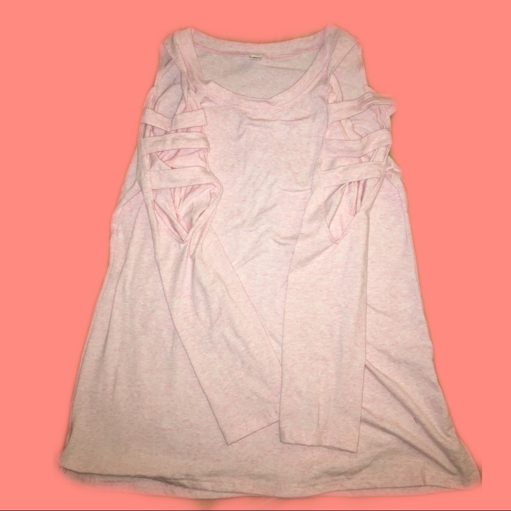 Pink shirt with cropped arms